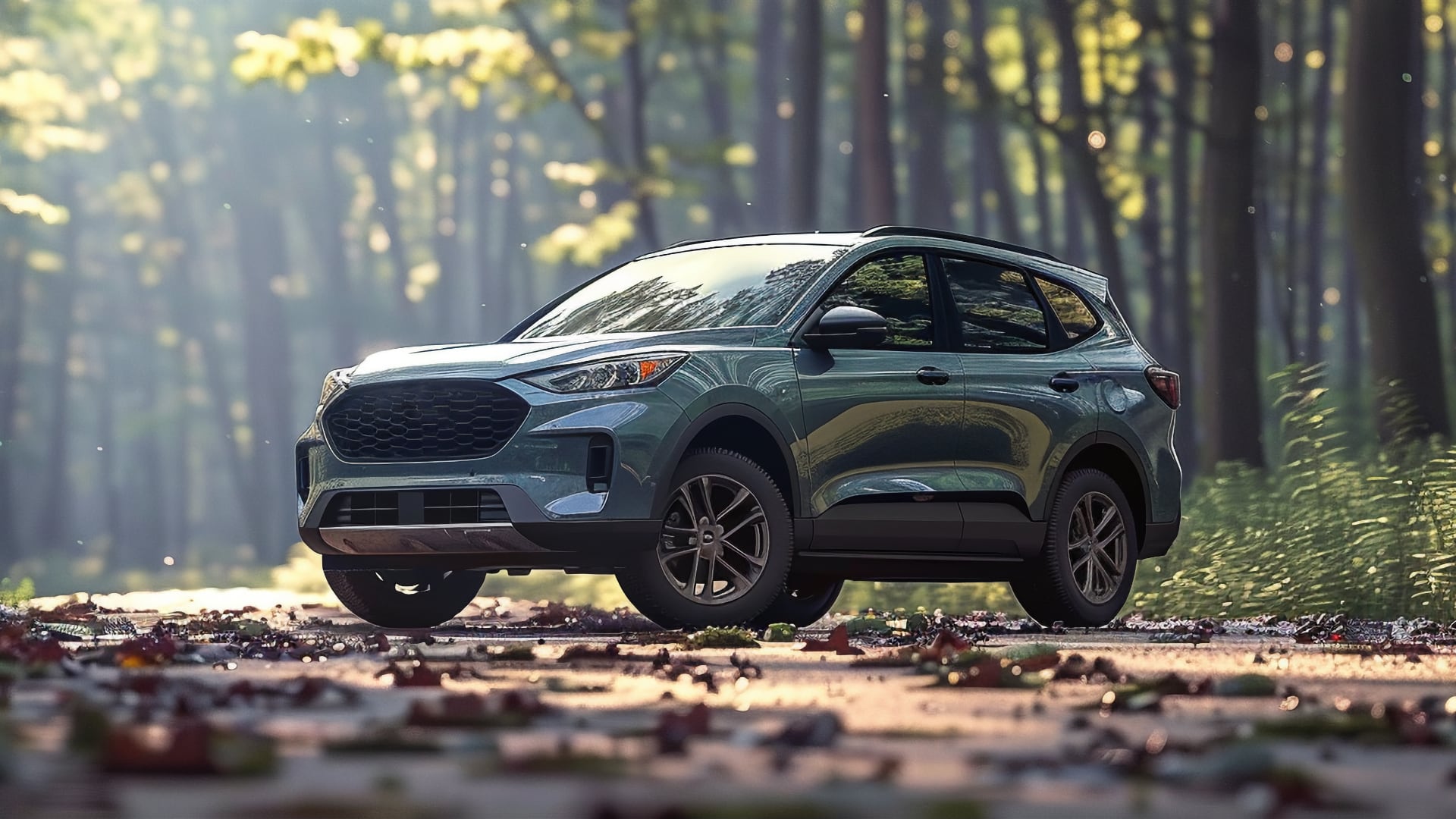 The 2020 Ford Escape, a year to avoid, is parked in a wooded area.|a close up of a person working on a machine.