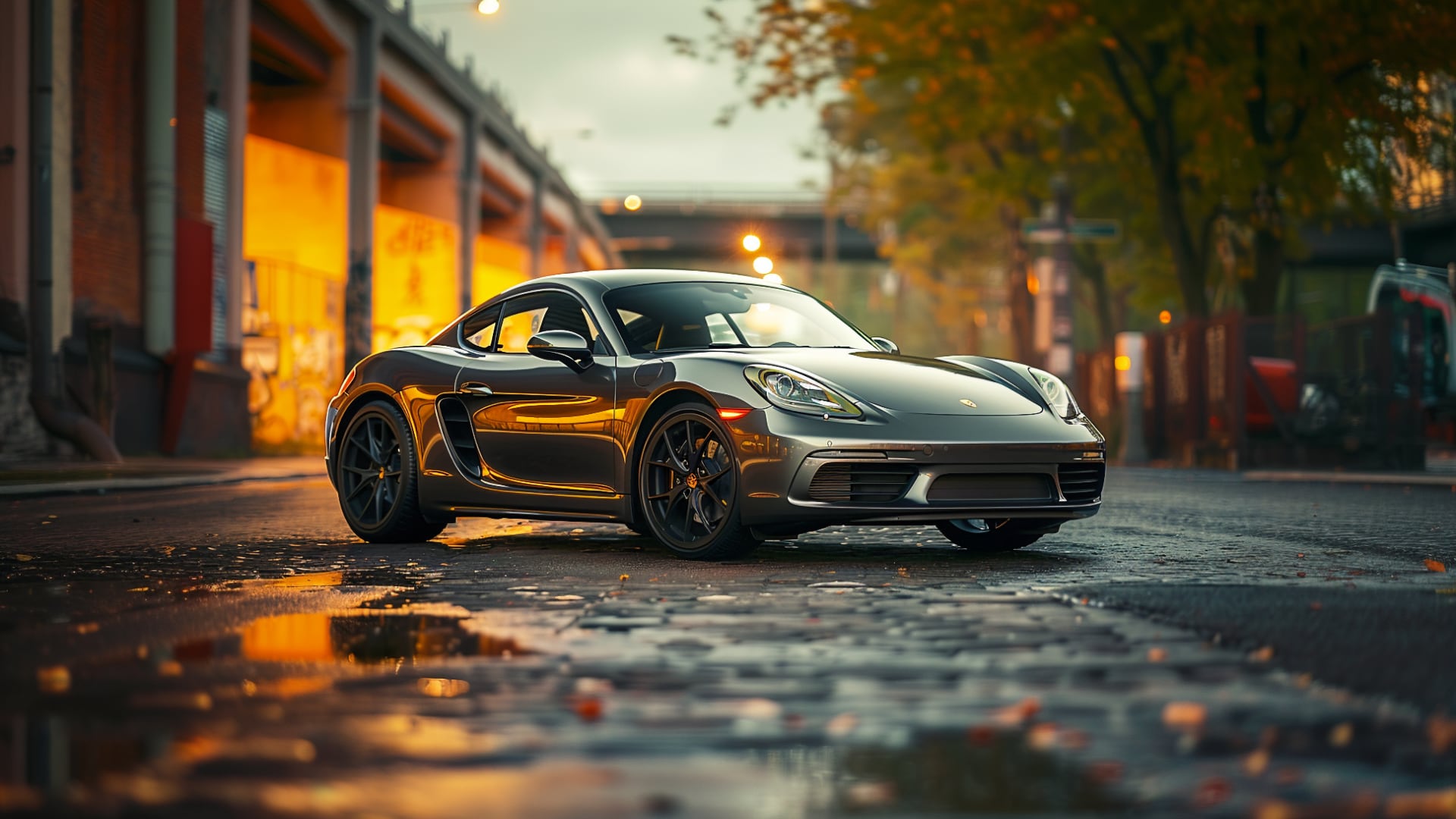 A silver Porsche Cayman, from one of the years to avoid, parked on a city street.
