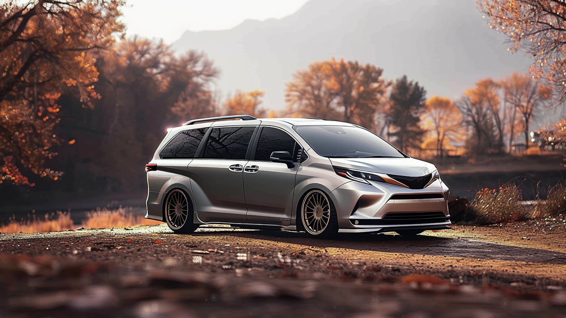 A silver Toyota Sienna, a model from the years to avoid, is parked on the side of a road.|a white toyota sienna driving down a road.|a gray van is parked on the side of the road.