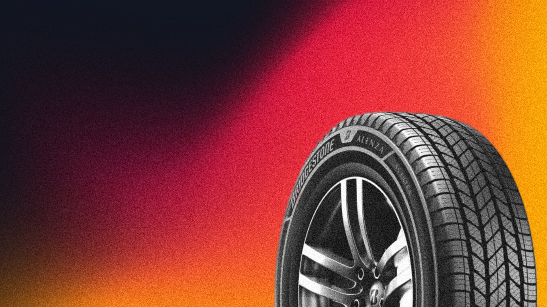 a close up of a tire on a colorful background.