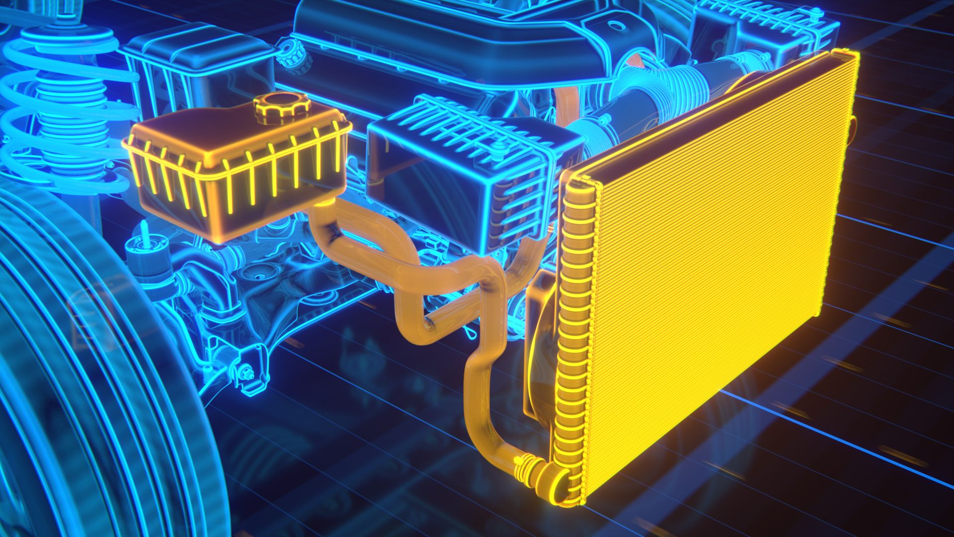 a computer generated image of a car engine.|a 3d image of a car engine and its components.
