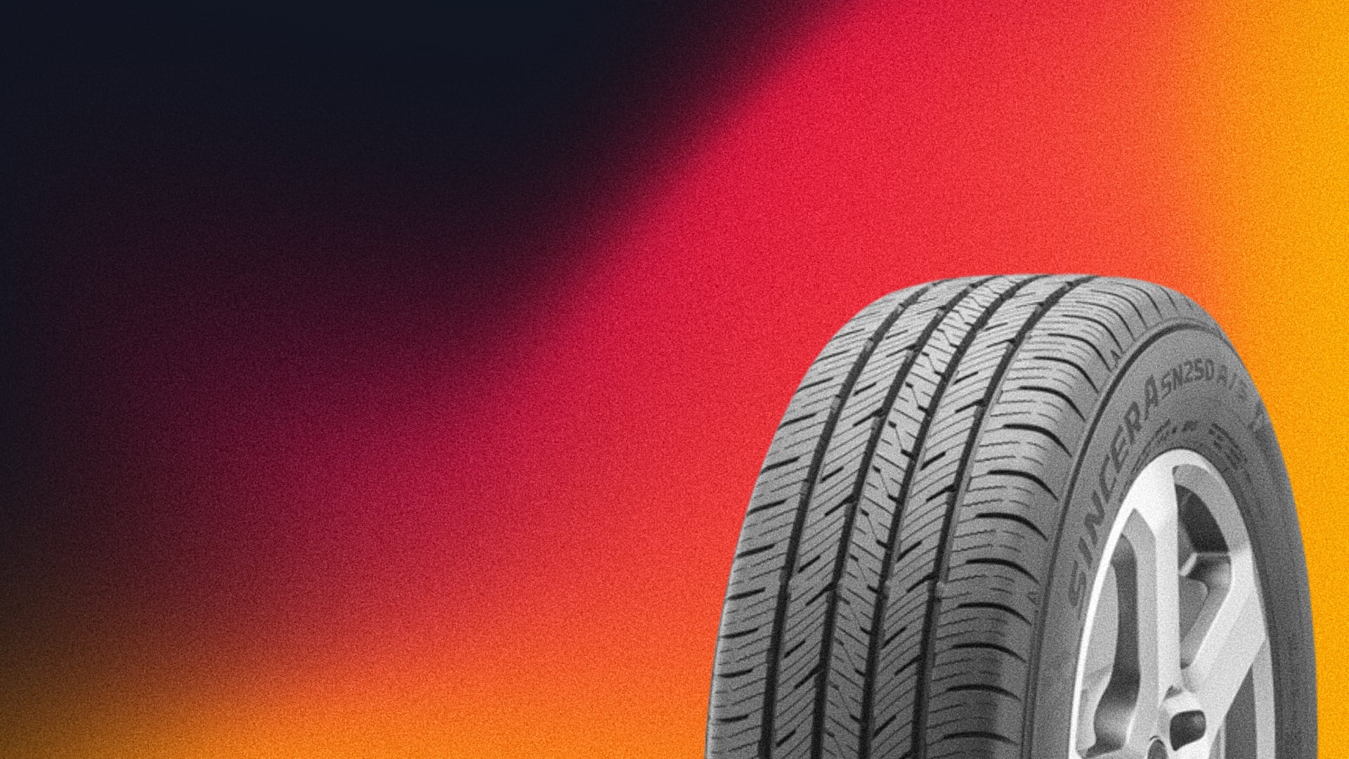 a close up of a tire on a colorful background.