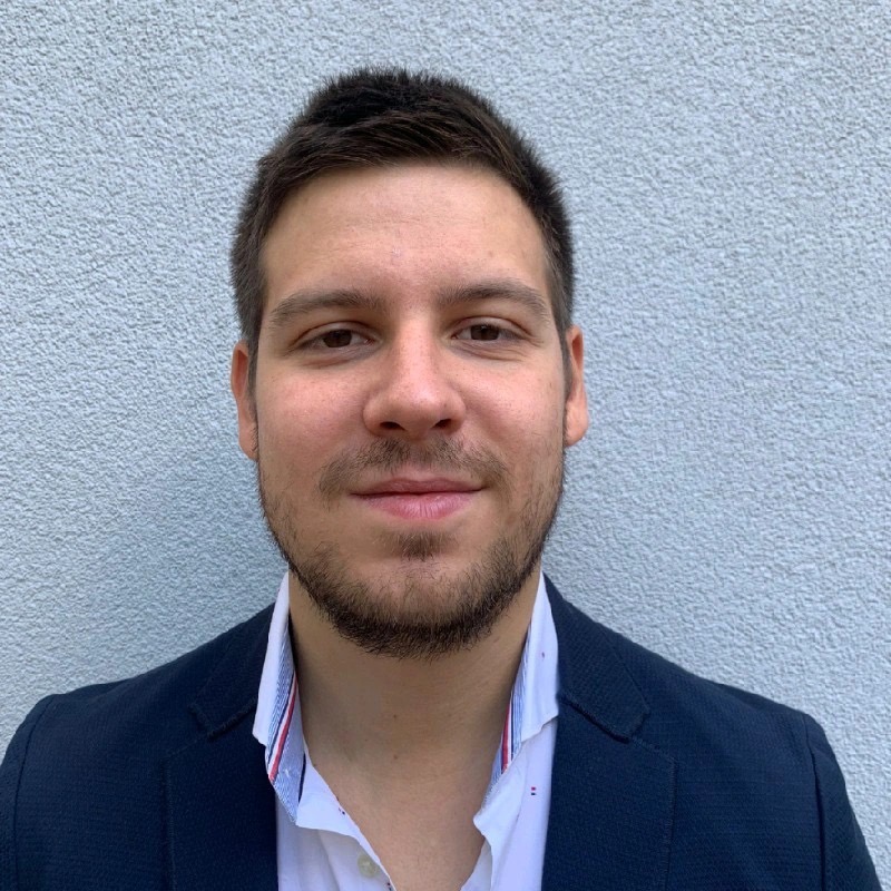 Filip Gromovic in a navy blazer.