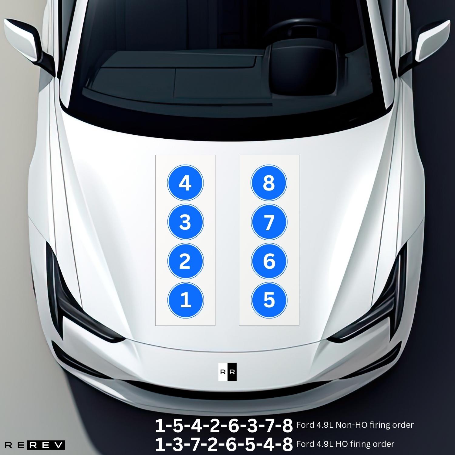 A white car with numbers on the hood.