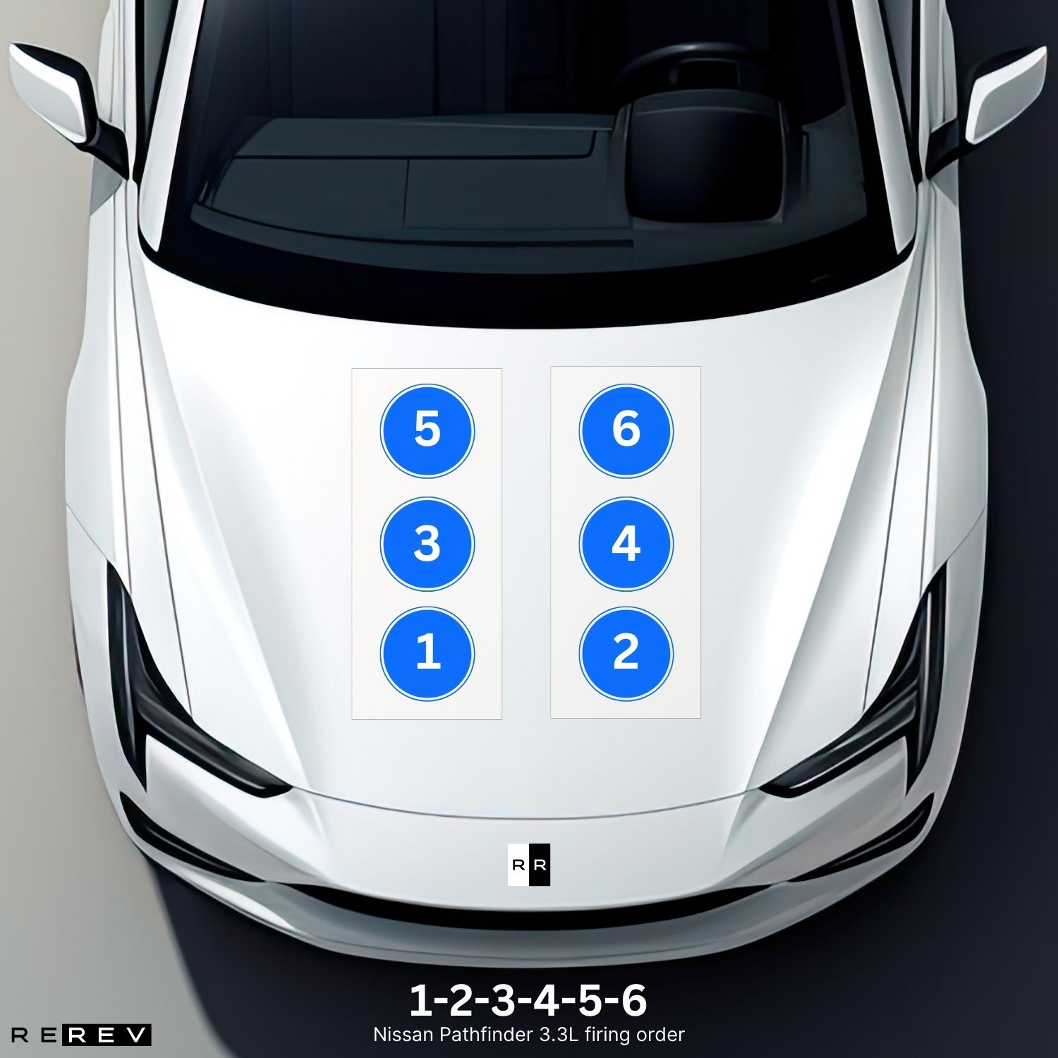 An image of a white car with blue numbers on it.
