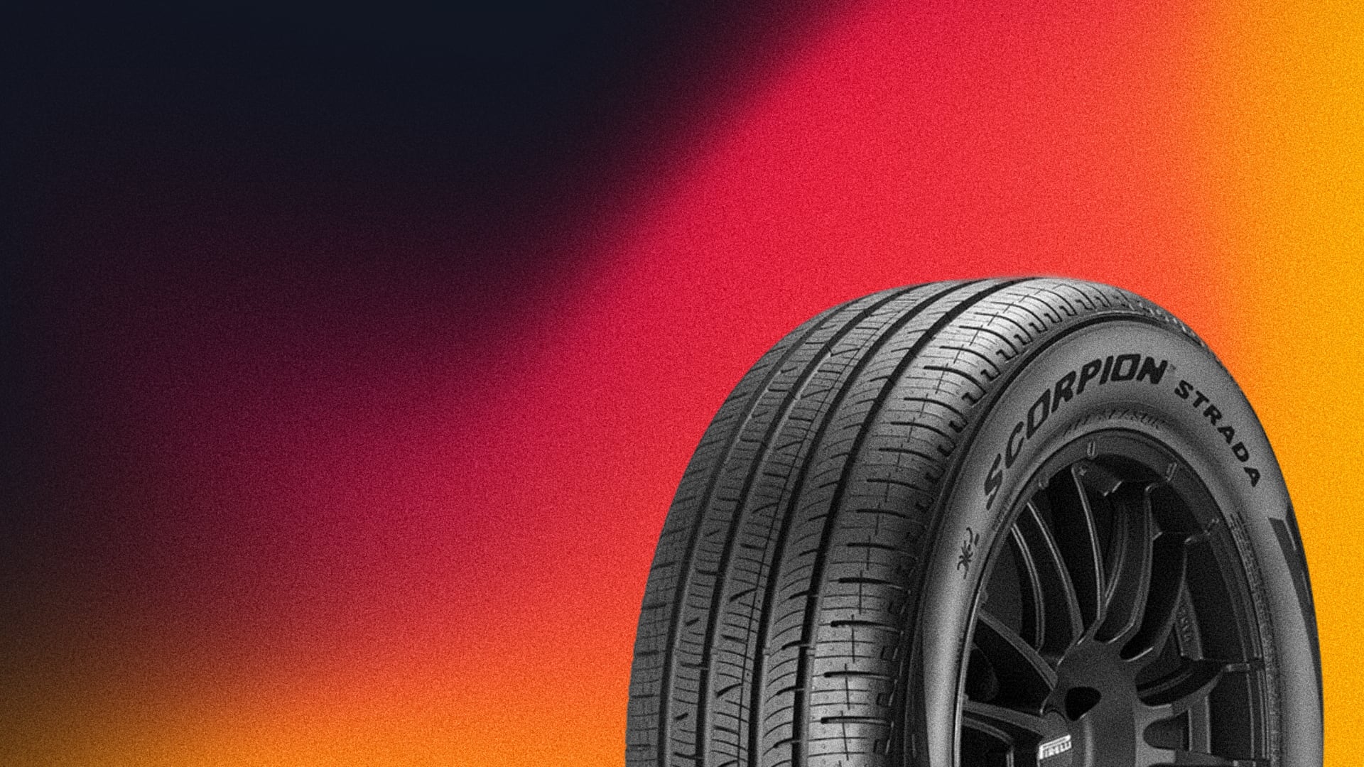 a close up of a tire on a colorful background.