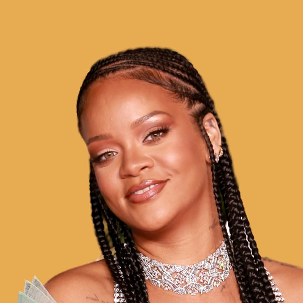 a woman with long braids holding a stack of money.