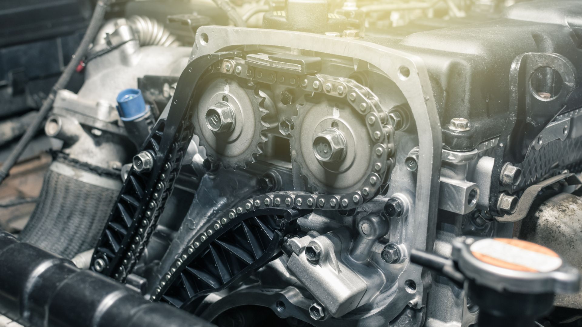 a close up of the engine of a car.