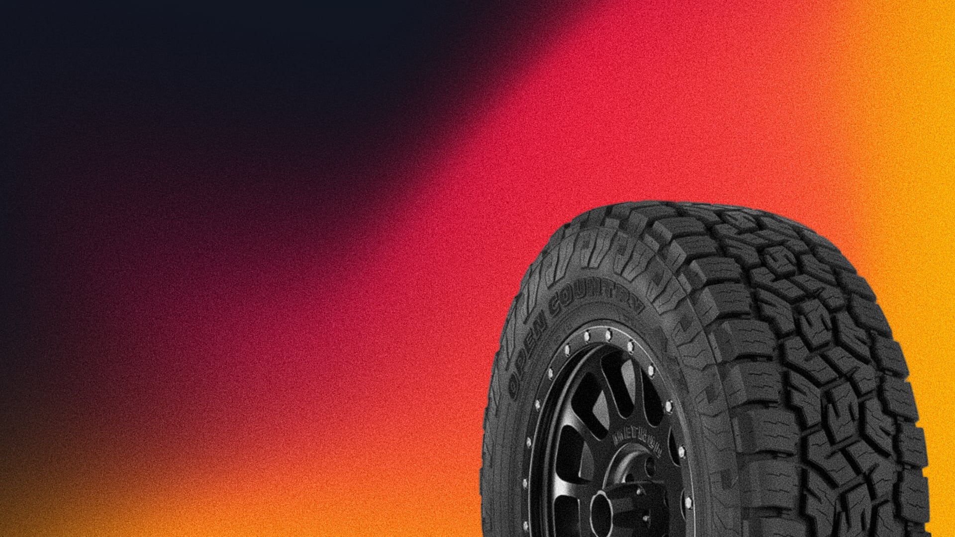 a close up of a tire on a colorful background.