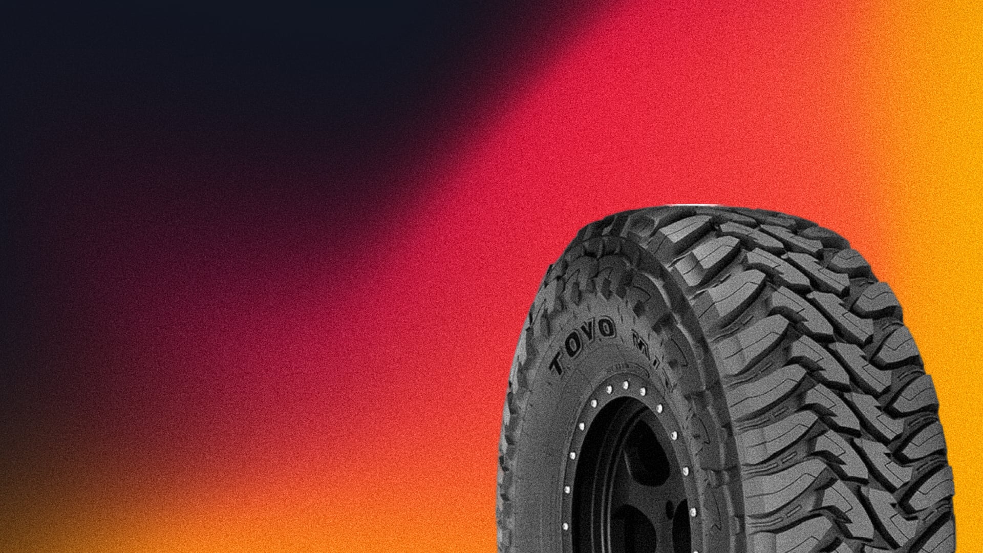 a close up of a tire on a colorful background.