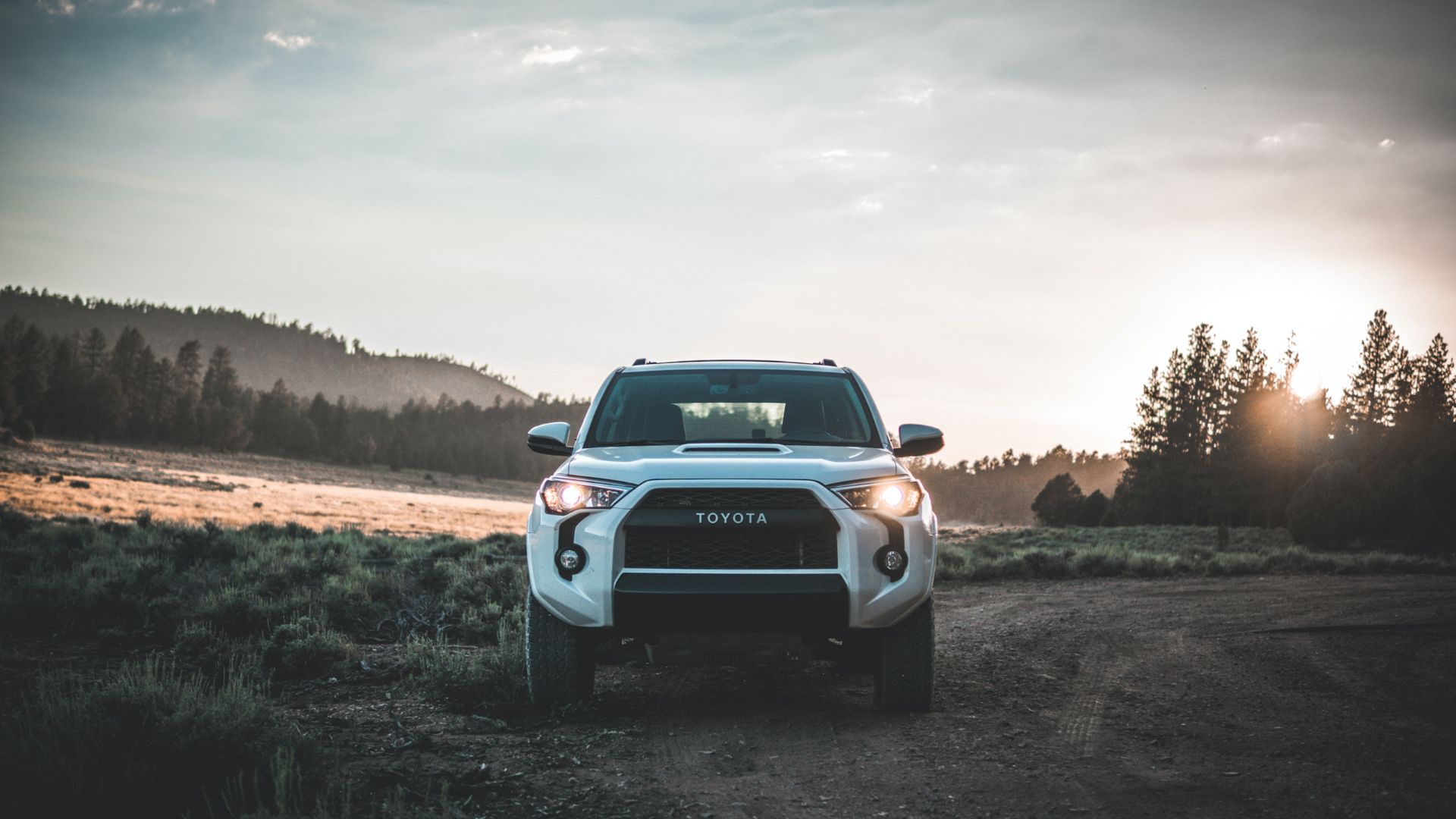 a close up of a car with a tag on it.|a white toyota truck parked on a dirt road.|a black toyota truck parked on the side of the road.
