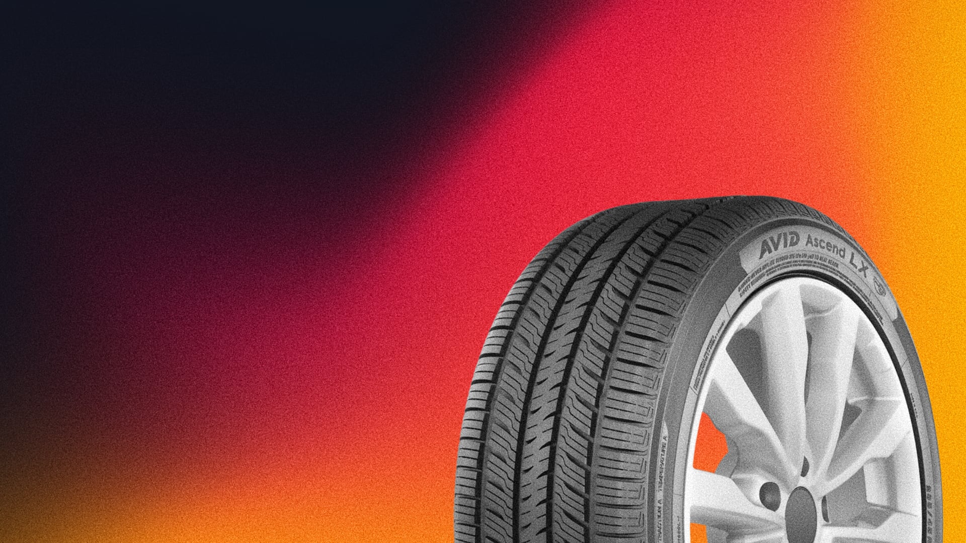 a close up of a tire on a colorful background.