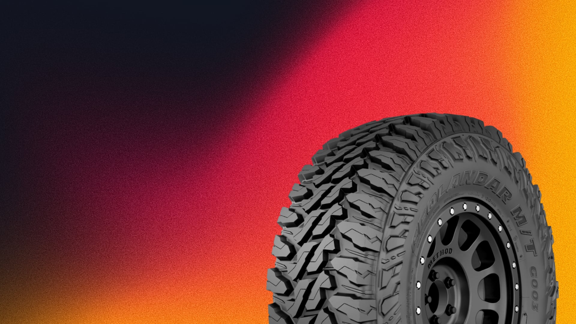 a close up of a tire on a colorful background.